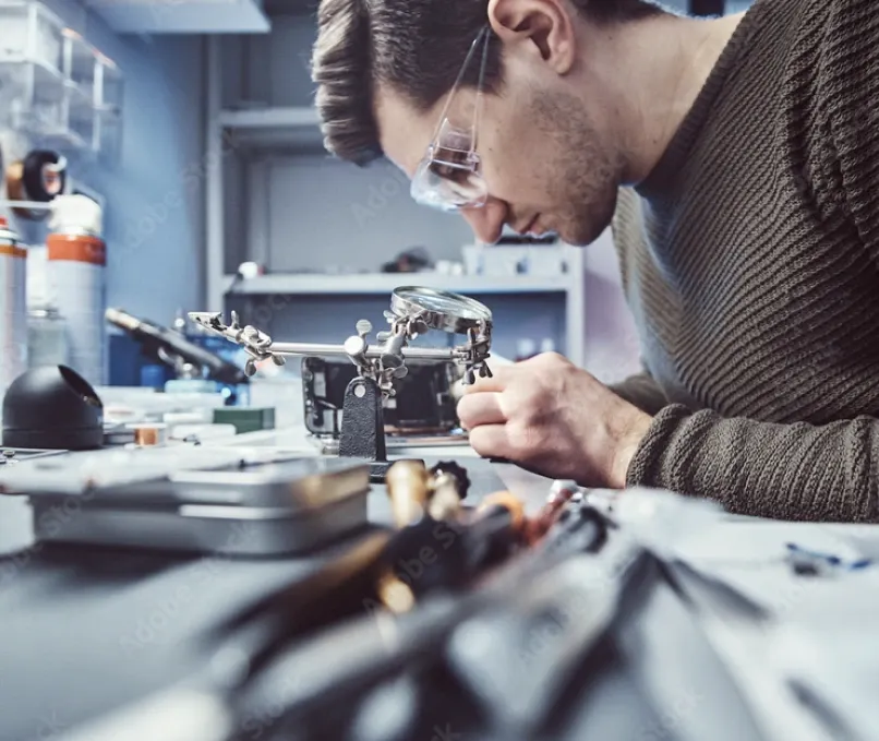 man repairing smartphone